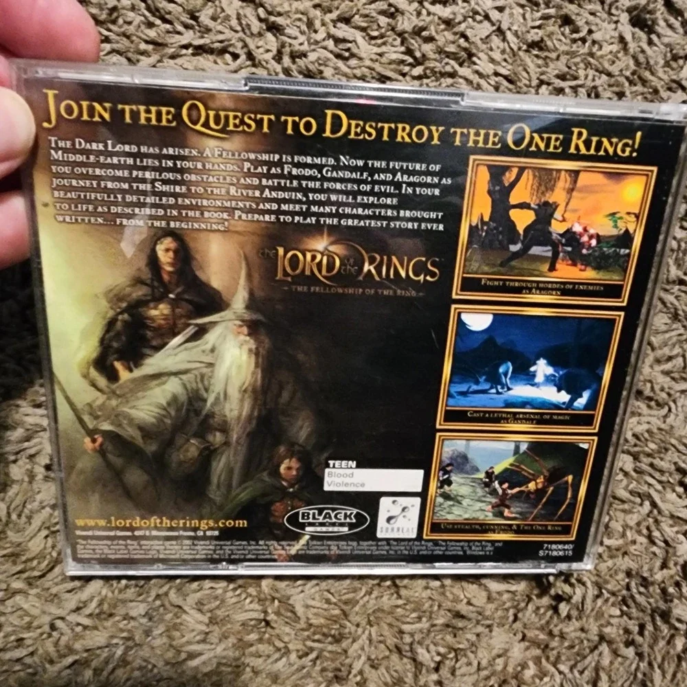 Lord Of The Rings Fellowship‎ of the Rings Official Game PC Black Label 2002 ⭐️